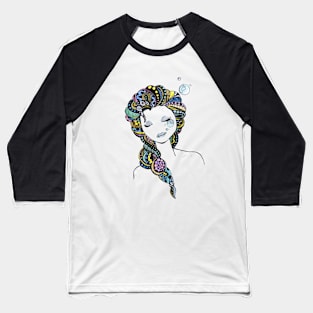 Mermaid colorful hair beautiful design Baseball T-Shirt